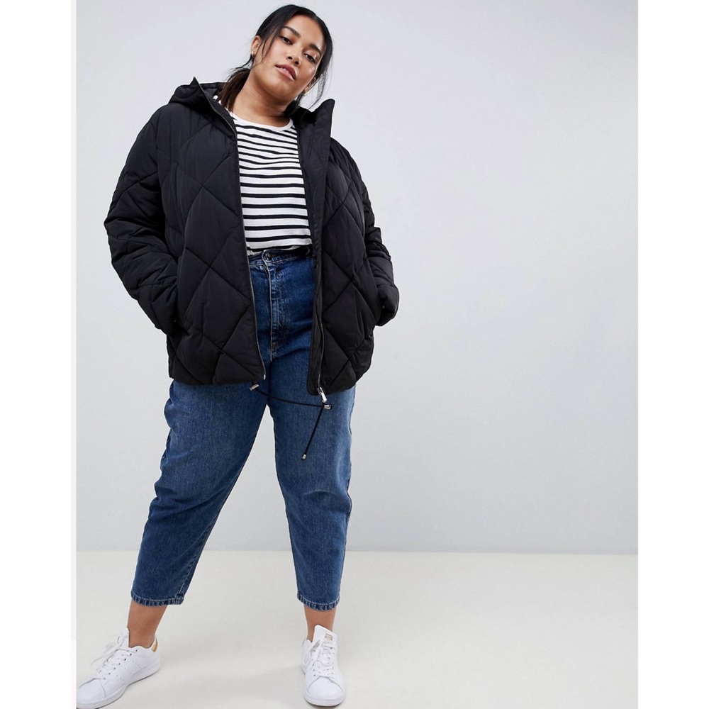 ASOS Curve Black Hooded Puffer Jacket
